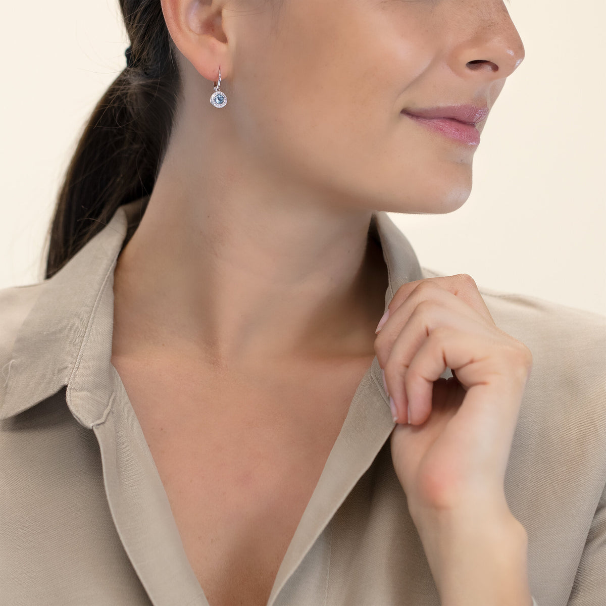Drop earrings WG 750, AQU, 5 mm – 2012163