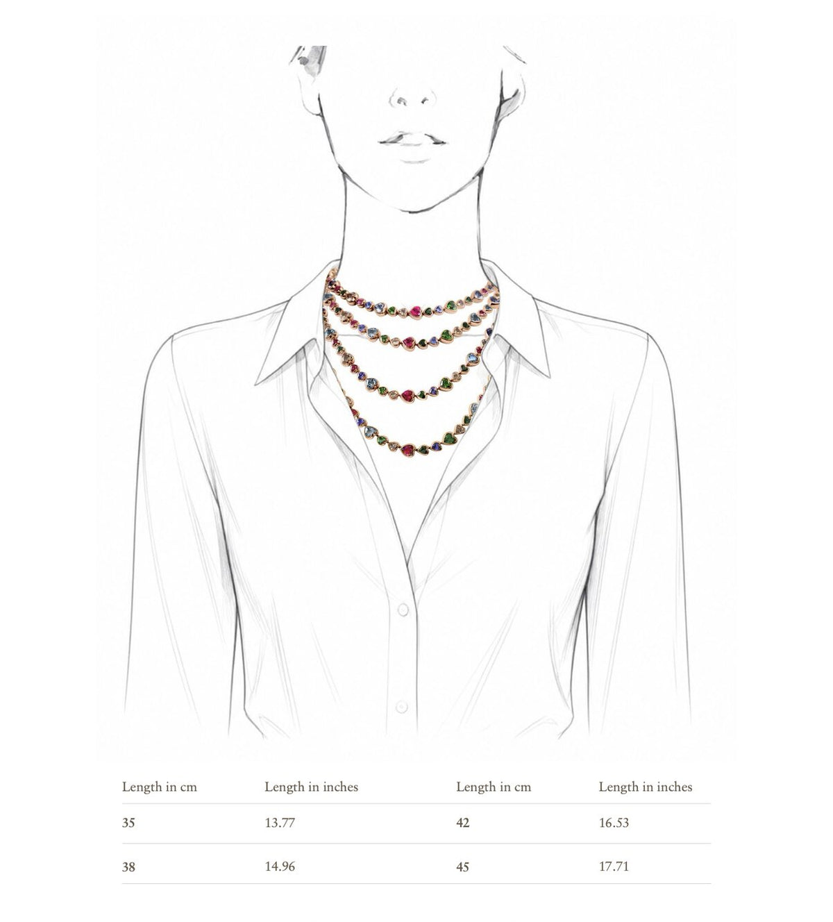 Necklace RG 750, Hearts, 38 cm – 2015620