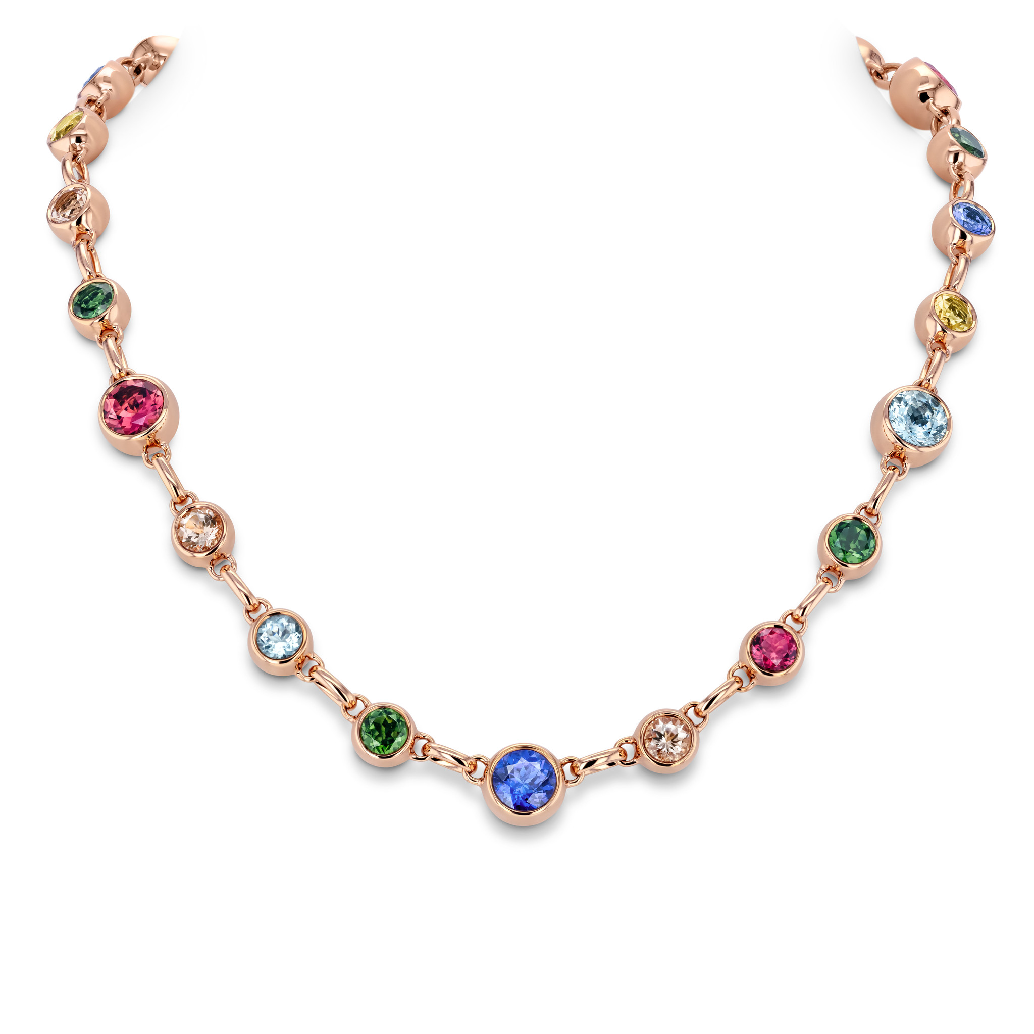 Necklace with various gemstones