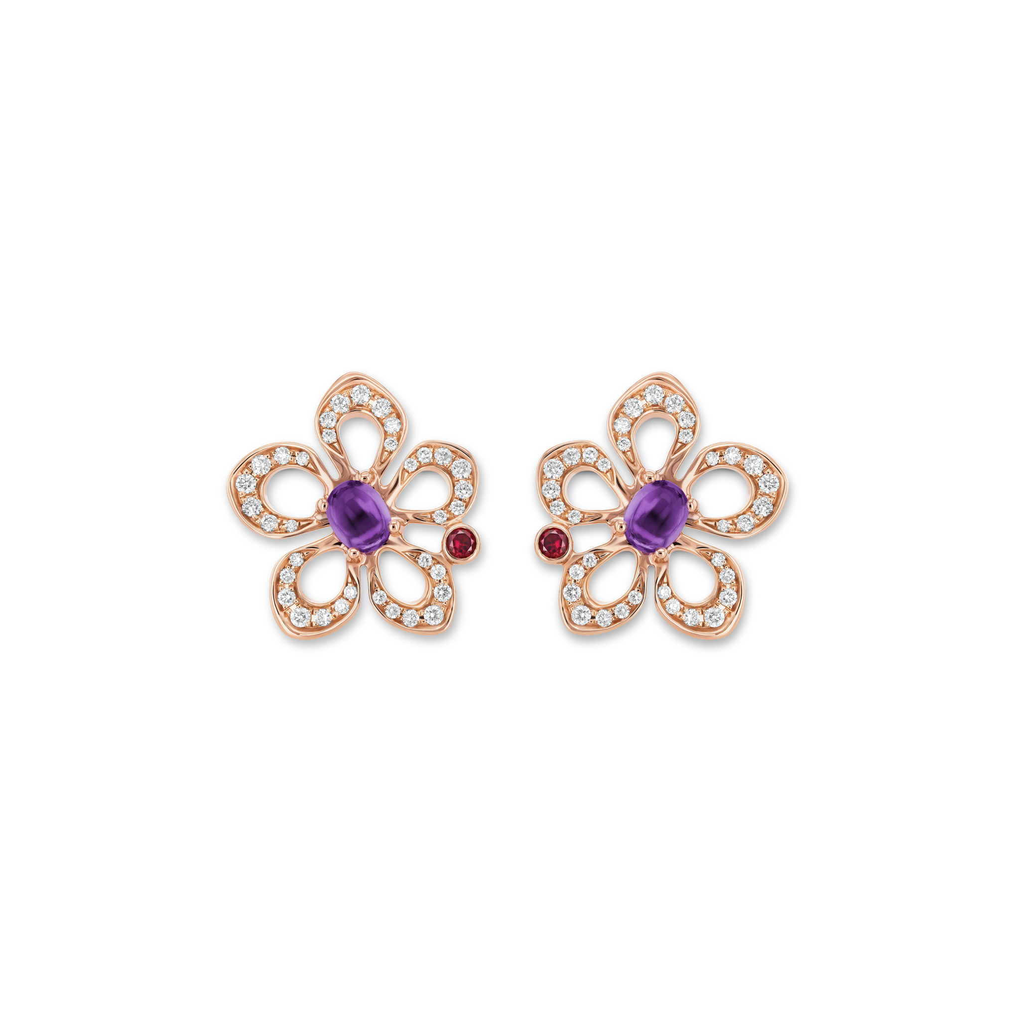 Earrings with amethysts