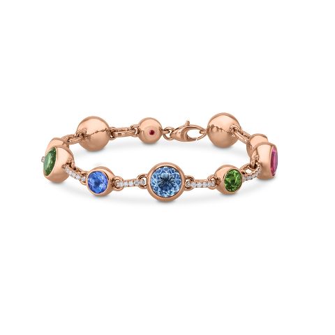 Bracelet with coloured gemstones