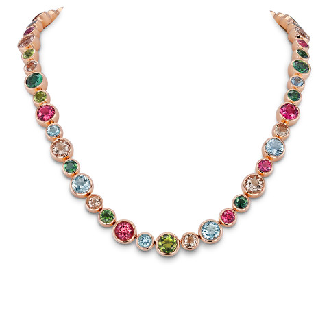 Necklace with coloured gemstones