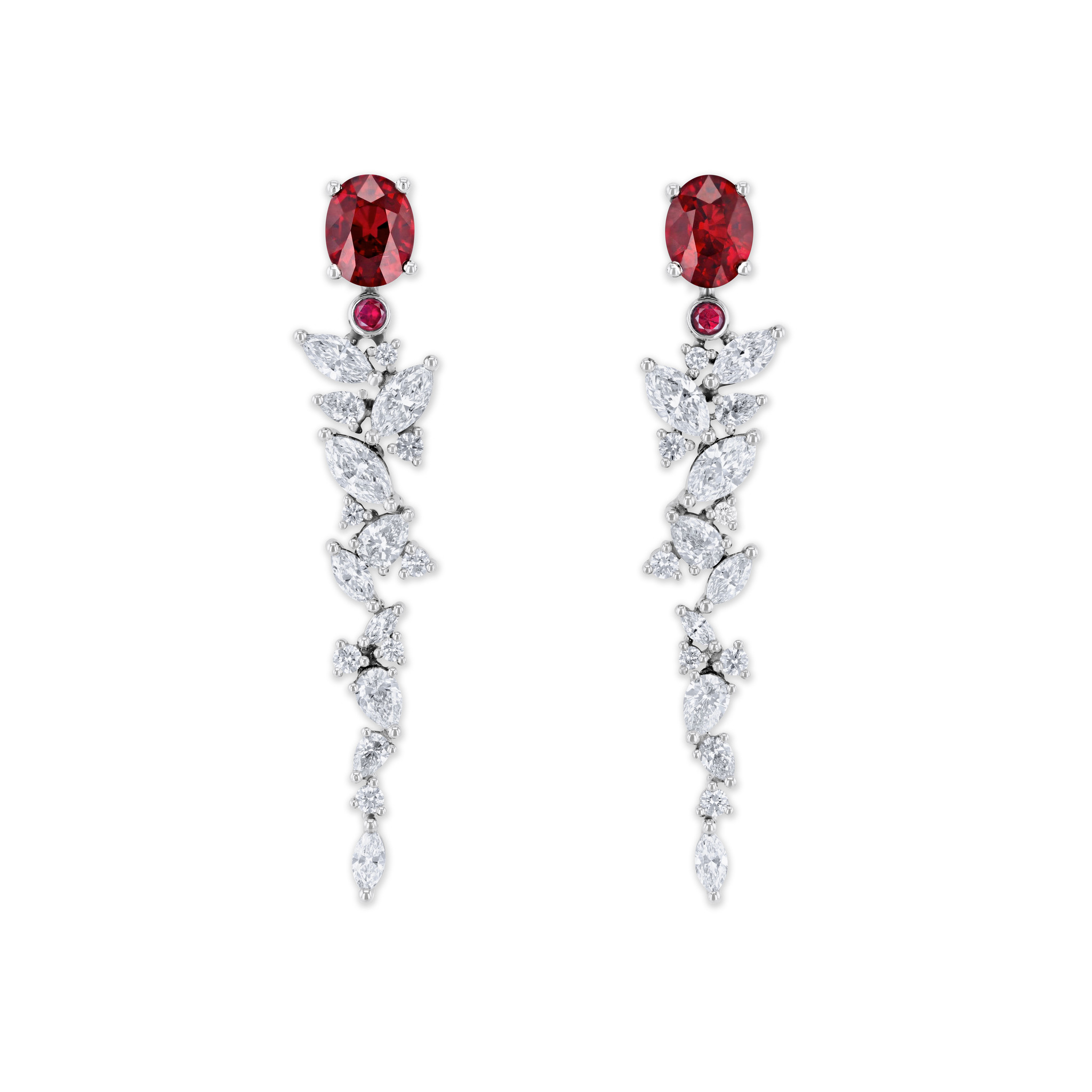 Earrings with rubies